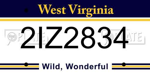 2IZ2834 West Virginia License Plate