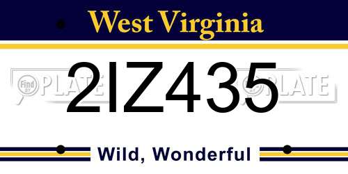 2IZ435 West Virginia License Plate