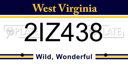 2IZ438 West Virginia License Plate