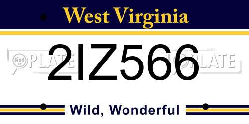 2IZ566 West Virginia License Plate