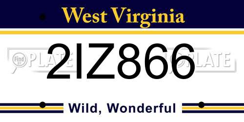 2IZ866 West Virginia License Plate
