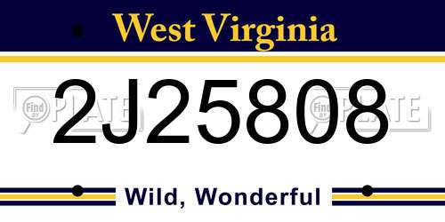 2J25808 West Virginia License Plate