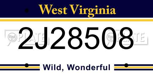 2J28508 West Virginia License Plate