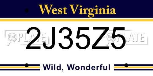 2J35Z5 West Virginia License Plate