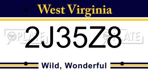 2J35Z8 West Virginia License Plate
