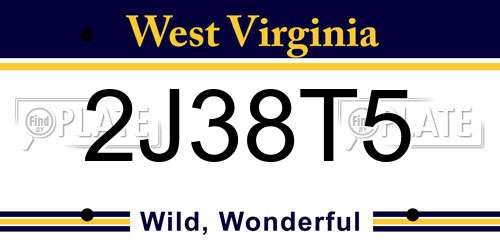 2J38T5 West Virginia License Plate