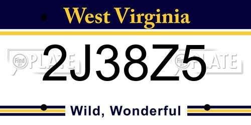 2J38Z5 West Virginia License Plate