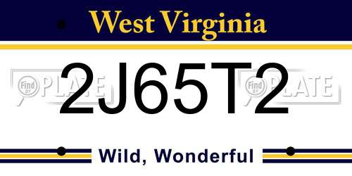 2J65T2 West Virginia License Plate