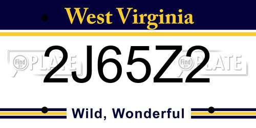 2J65Z2 West Virginia License Plate
