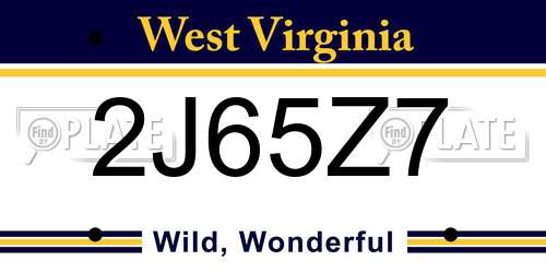 2J65Z7 West Virginia License Plate