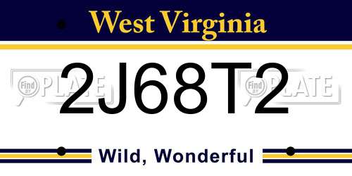 2J68T2 West Virginia License Plate