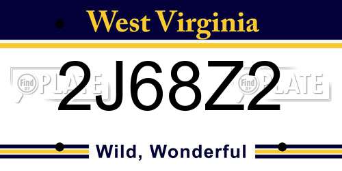 2J68Z2 West Virginia License Plate