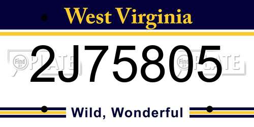 2J75805 West Virginia License Plate
