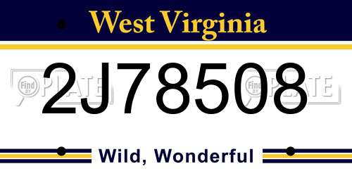 2J78508 West Virginia License Plate