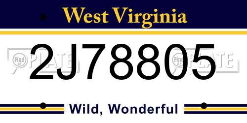 2J78805 West Virginia License Plate