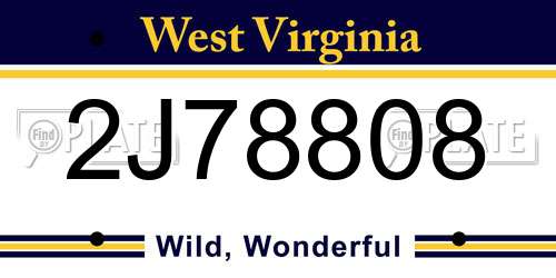 2J78808 West Virginia License Plate
