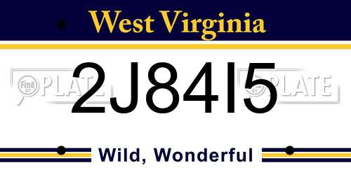 2J84I5 West Virginia License Plate