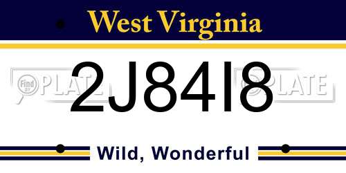 2J84I8 West Virginia License Plate