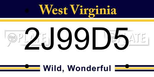 2J99D5 West Virginia License Plate