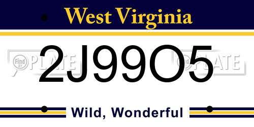 2J99O5 West Virginia License Plate