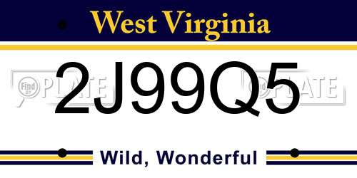 2J99Q5 West Virginia License Plate