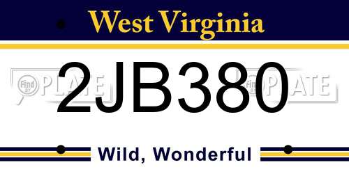 2JB380 West Virginia License Plate