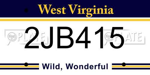 2JB415 West Virginia License Plate