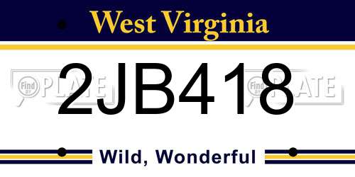 2JB418 West Virginia License Plate