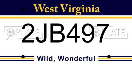 2JB497 West Virginia License Plate