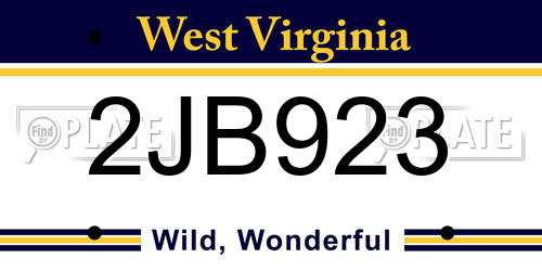 2JB923 West Virginia License Plate