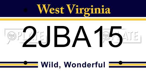 2JBA15 West Virginia License Plate