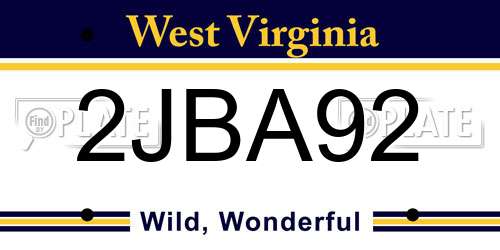 2JBA92 West Virginia License Plate