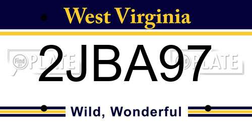 2JBA97 West Virginia License Plate