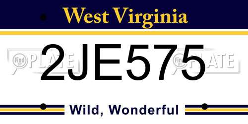 2JE575 West Virginia License Plate