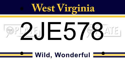 2JE578 West Virginia License Plate