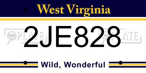 2JE828 West Virginia License Plate
