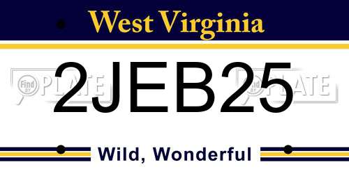 2JEB25 West Virginia License Plate