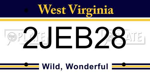 2JEB28 West Virginia License Plate