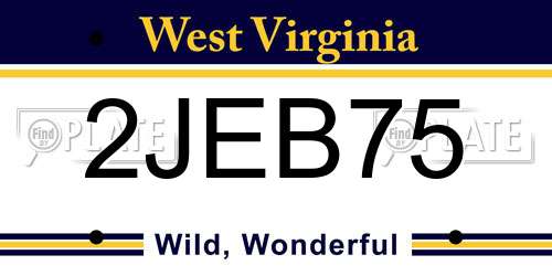 2JEB75 West Virginia License Plate