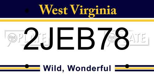 2JEB78 West Virginia License Plate