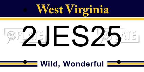 2JES25 West Virginia License Plate
