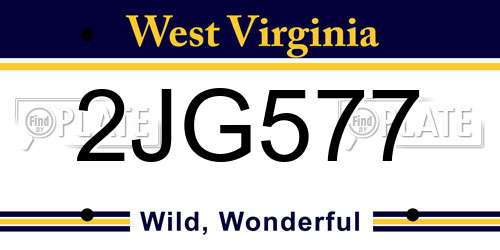 2JG577 West Virginia License Plate