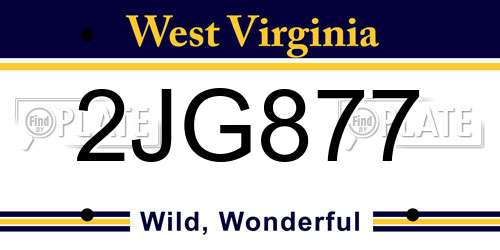 2JG877 West Virginia License Plate