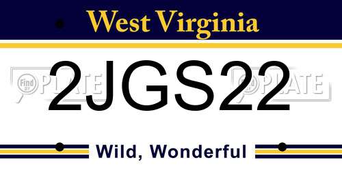 2JGS22 West Virginia License Plate