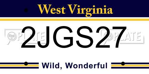 2JGS27 West Virginia License Plate