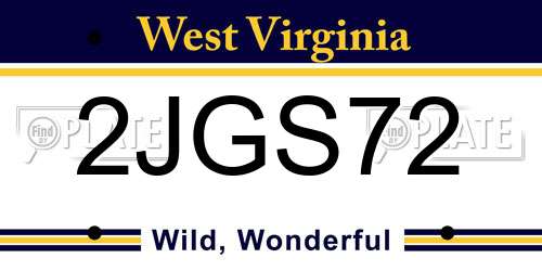 2JGS72 West Virginia License Plate