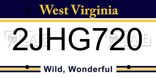 2JHG720 West Virginia License Plate