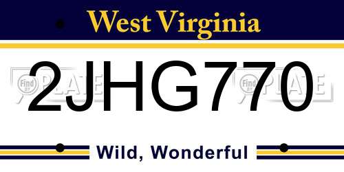 2JHG770 West Virginia License Plate