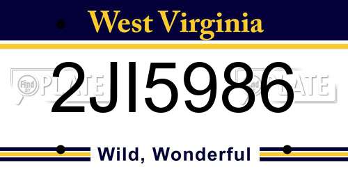 2JI5986 West Virginia License Plate