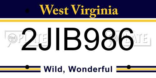 2JIB986 West Virginia License Plate